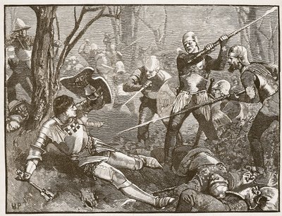 The Death of the King Maker at the Battle of Barnet, c.1880, Illustration from Cassell